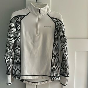 Avalanche Quarter Zip Stretch Fleece Lined Fitted Top White/Black M